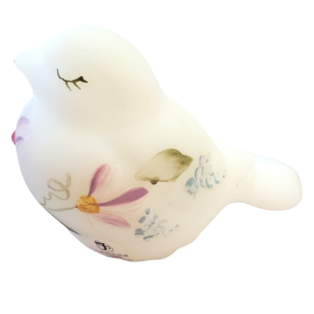 Fenton White Hand Painted Song Bird With Rhinestones 100 Year Anniversary - Picture 9 of 9